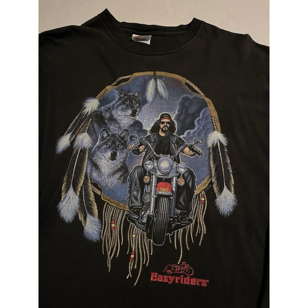 VTG Easyriders 90’s Motorcycle Indian Dream Wolf Biker Long Sleeve T-Shirt LG